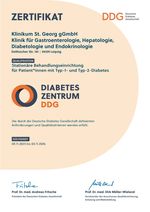 Zertifikat des Diabeteszentrums der Klinik für Gastroenterologie, Hepatologie, Diabetologie und Endokrinologie